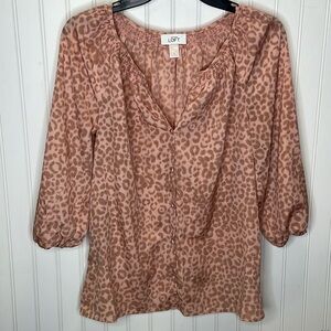 - Ann Taylor Loft Peasant Button Up Blouse Size Small